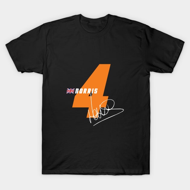 Lando Norris 4 Signature Number T-Shirt by petrolhead